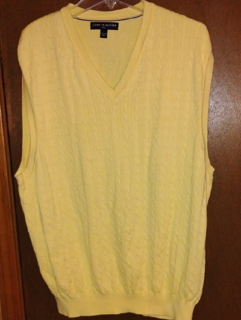 Tommy Hilfiger Golf Yellow V-Neck Cable Knit Sweater